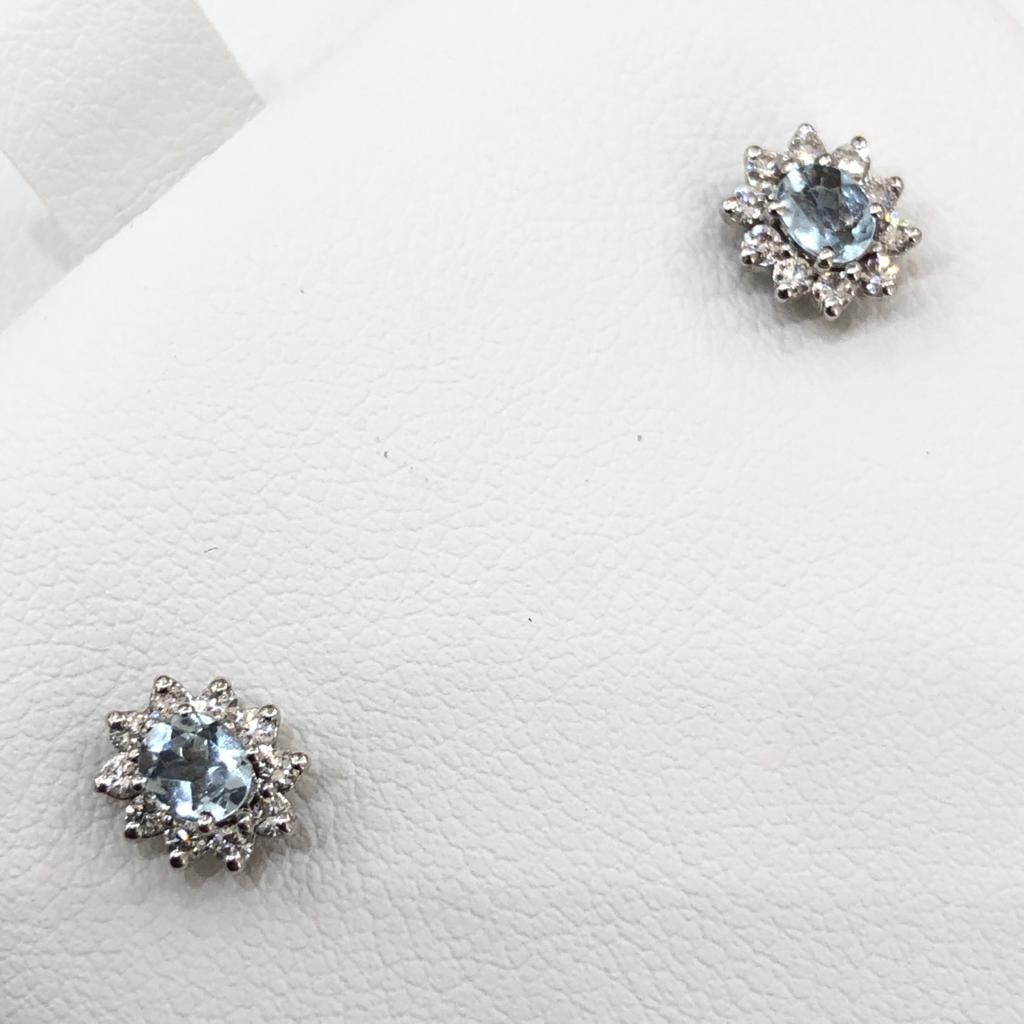 Orecchini con Acquamarina e Diamanti in Oro Bianco 18kt – PG Gioielli