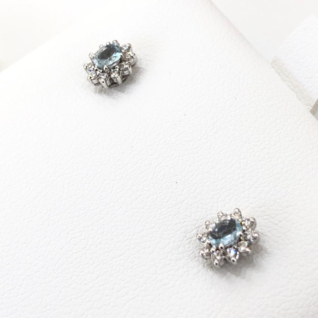 Orecchini con Acquamarina e Diamanti in Oro Bianco 18kt – PG Gioielli