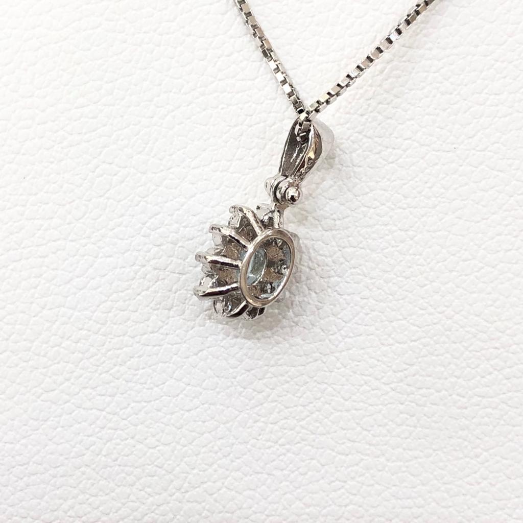 Collana con Acquamarina e Diamanti in Oro Bianco 18kt – PG Gioielli
