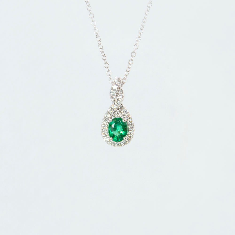 Collana con Smeraldo e Diamanti in Oro Bianco 18kt – Mirco Visconti