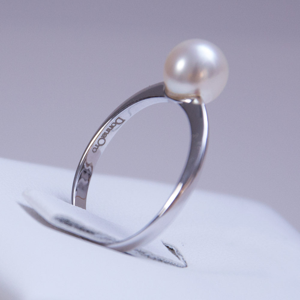 Donnaoro Anello in oro bianco con perla