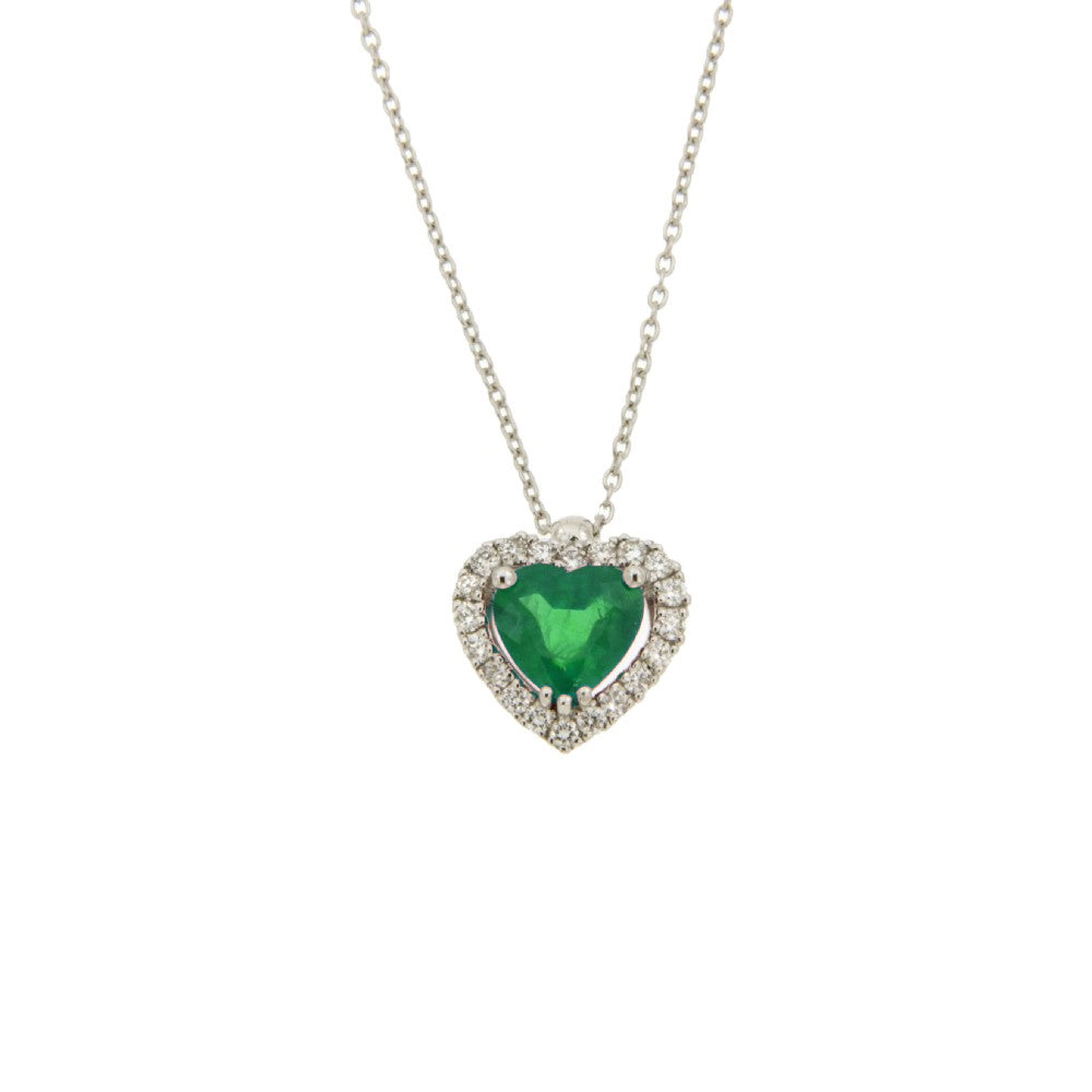 Collana Cuore con Smeraldo in Oro Bianco 18kt – Mirco Visconti (ABA1044/20S)