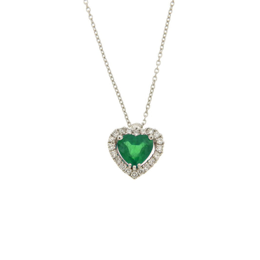 Collana Cuore con Smeraldo in Oro Bianco 18kt – Mirco Visconti (ABA1044/20S)