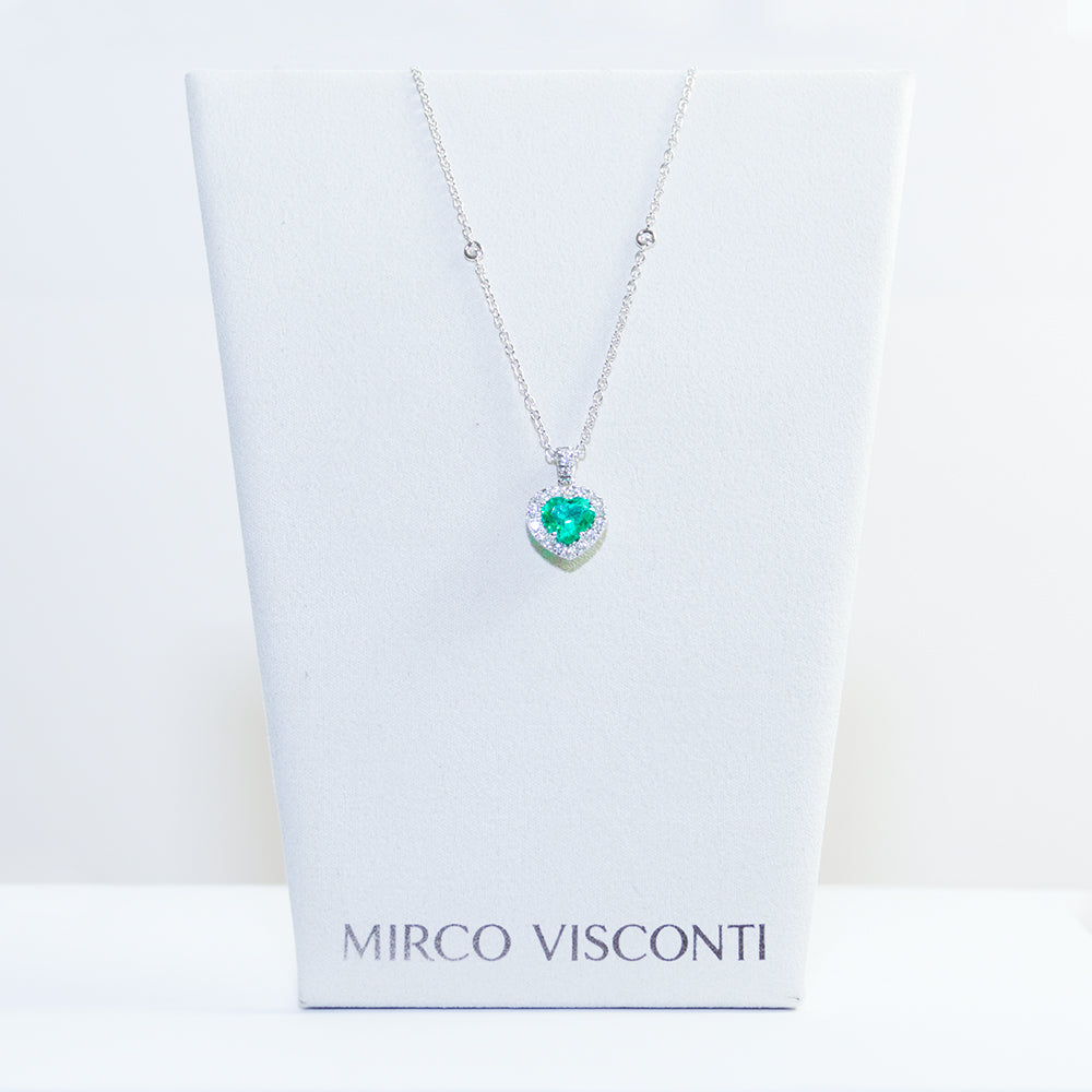 Girocollo con Smeraldo e Diamanti in Oro Bianco 18kt – Mirco Visconti