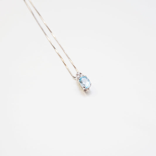 Collana con Acquamarina e Diamanti in Oro Bianco 18kt – Mirco Visconti