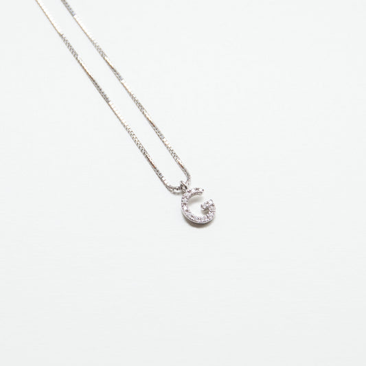 Collana Lettera G con Diamanti in Oro Bianco 18kt – Mirco Visconti