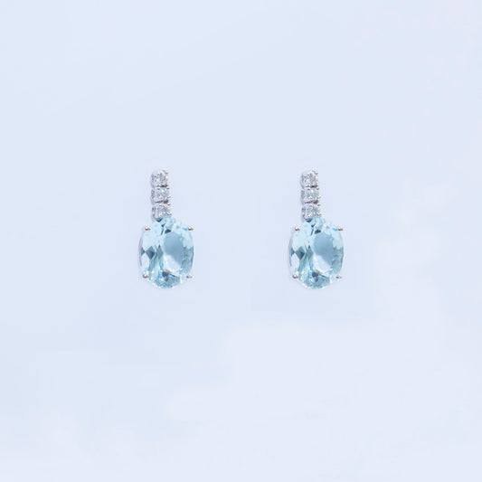 Orecchini con Acquamarina 3,29 ct e Diamanti 0,10 ct in Oro Bianco 18kt – Mirco Visconti