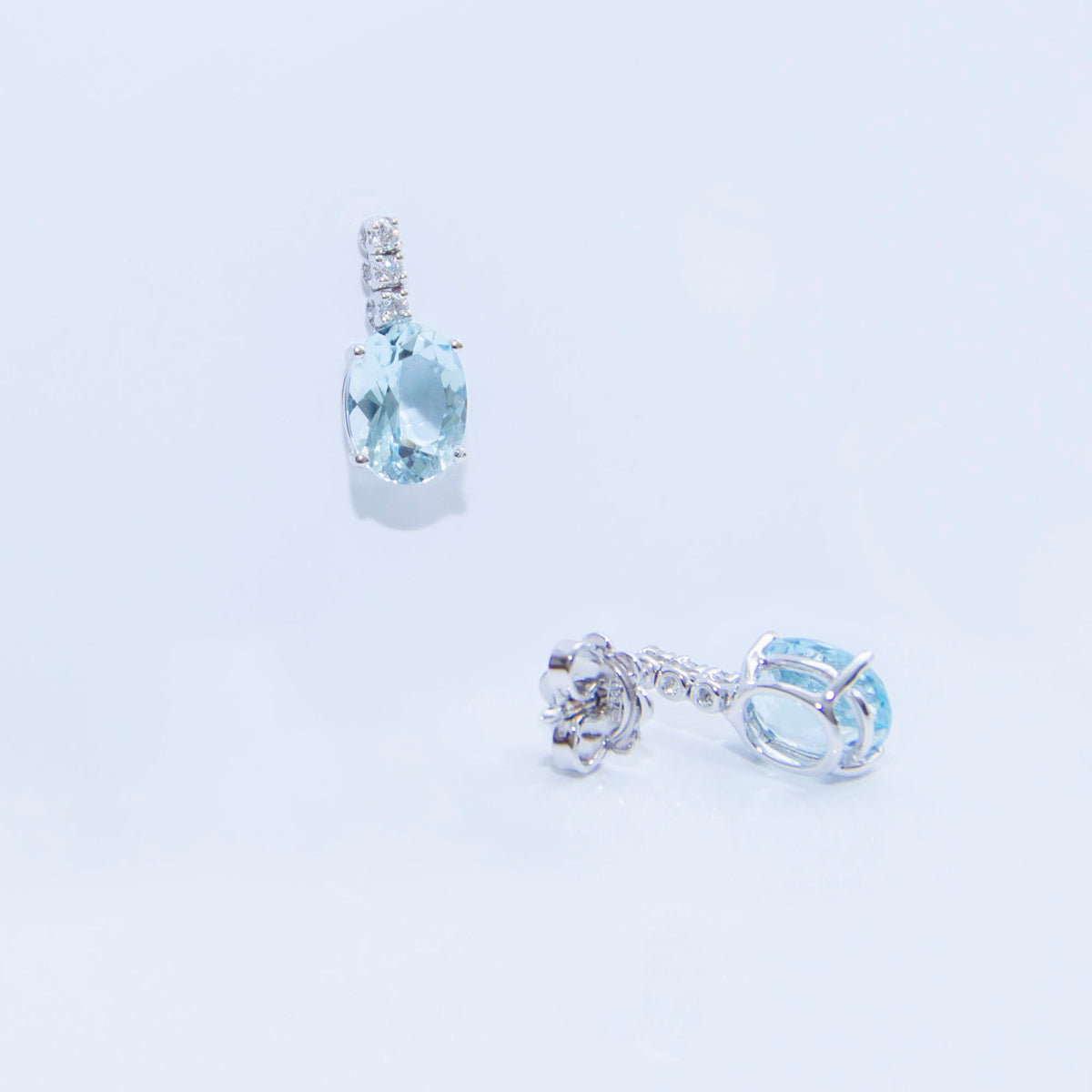 Orecchini con Acquamarina 3,29 ct e Diamanti 0,10 ct in Oro Bianco 18kt – Mirco Visconti