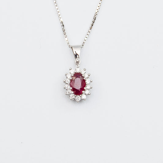 Collana con Rubino e Diamanti in Oro Bianco 18kt – PG Gioielli