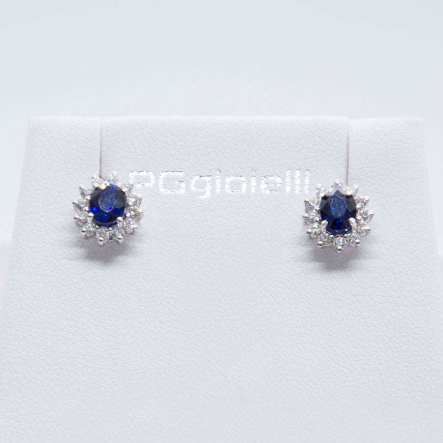 Orecchini con Zaffiro e Diamanti in Oro Bianco 18kt – PG Gioielli (ORLADYZ/2)