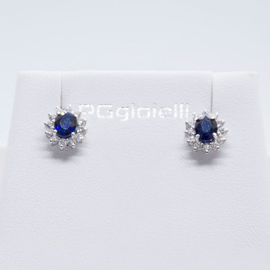 Orecchini con Zaffiro e Diamanti in Oro Bianco 18kt – PG Gioielli (ORLADYZ/2)