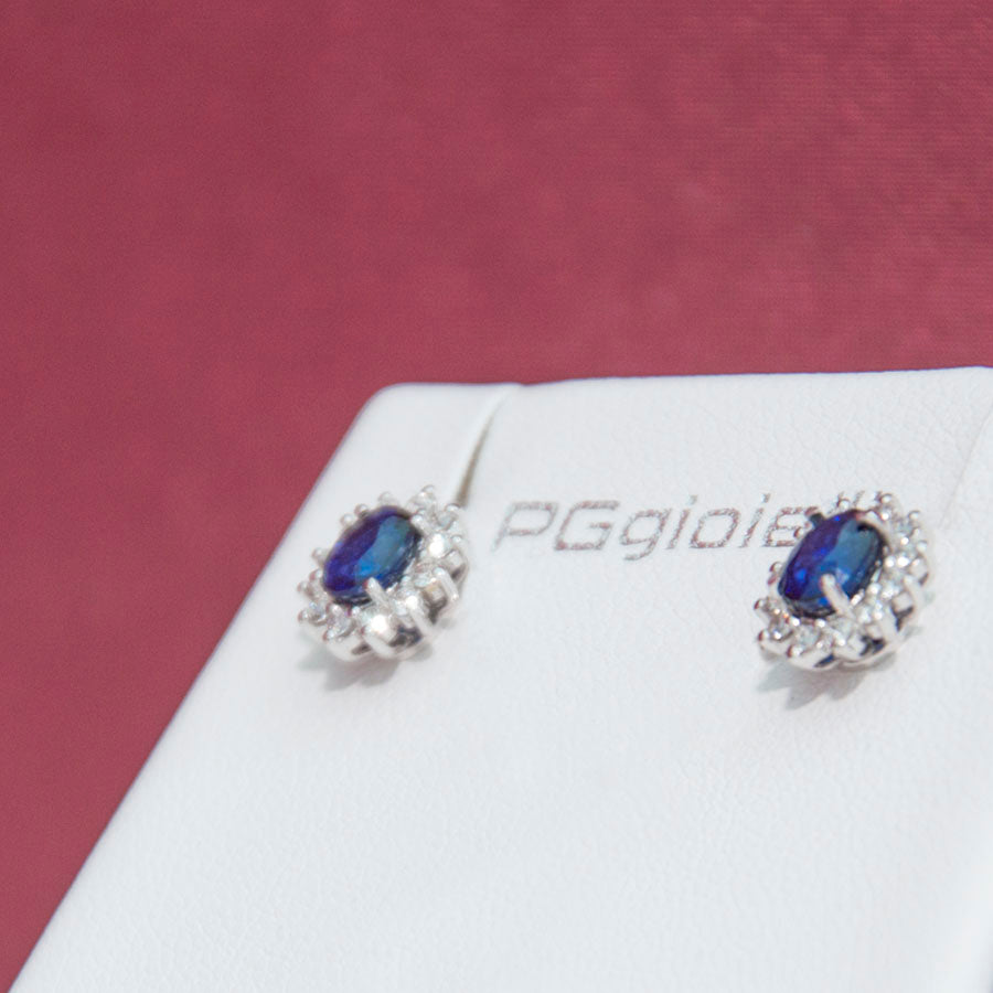 Orecchini con Zaffiro e Diamanti in Oro Bianco 18kt – PG Gioielli (ORLADYZ/2)