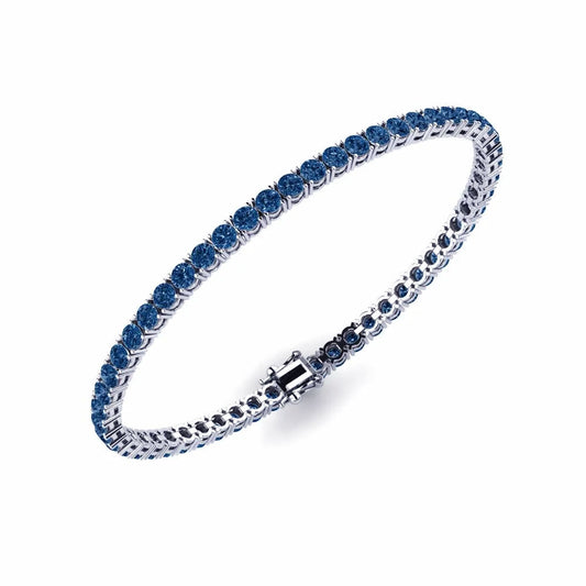 Bracciale Tennis con Zaffiri Birmani 4,50 ct in Oro Bianco – Karal