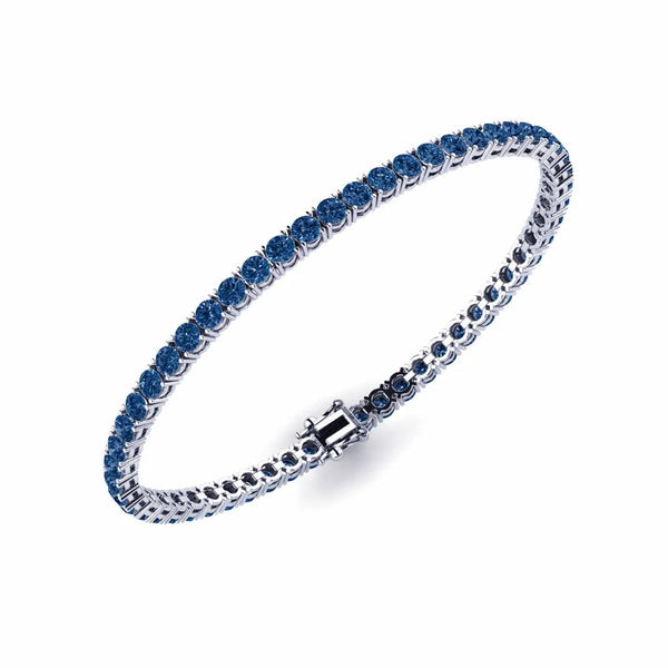 Bracciale Tennis Karal in Oro Bianco con Zaffiri Naturali Birmani 4,50 ct