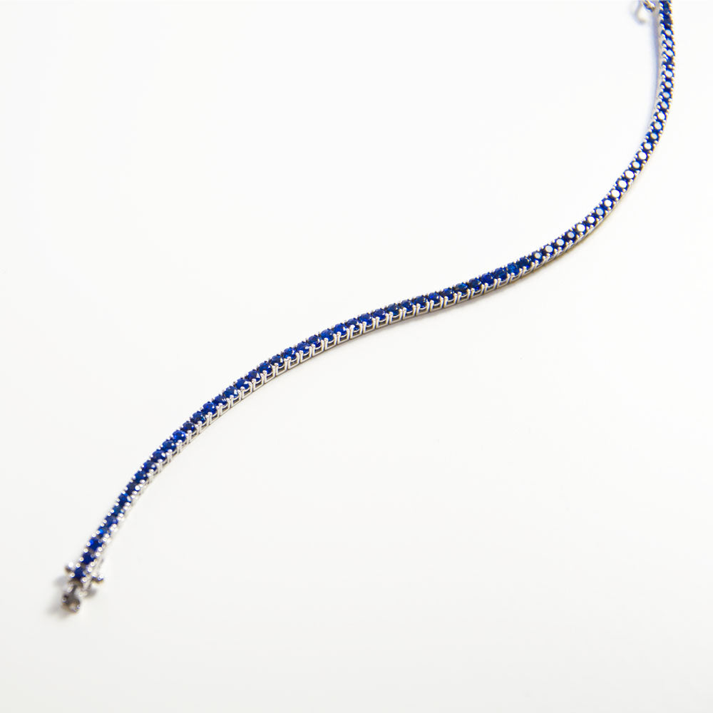 Bracciale Tennis Karal in Oro Bianco con Zaffiri Naturali Birmani 4,50 ct