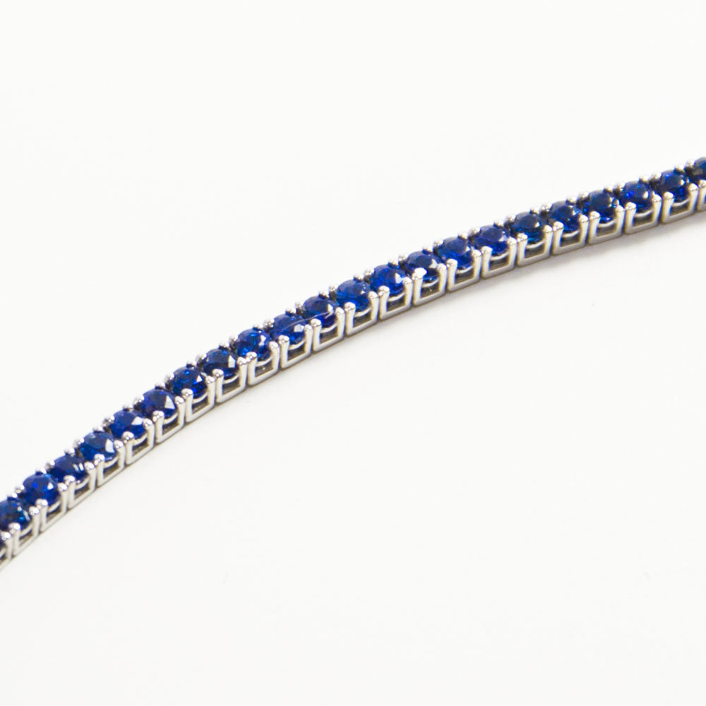 Bracciale Tennis Karal in Oro Bianco con Zaffiri Naturali Birmani 4,50 ct