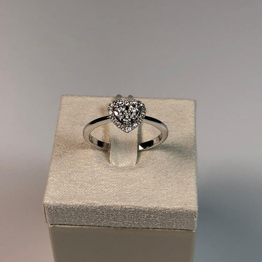 Anello con Cuore di Diamanti in Oro Bianco 18kt – Mirco Visconti